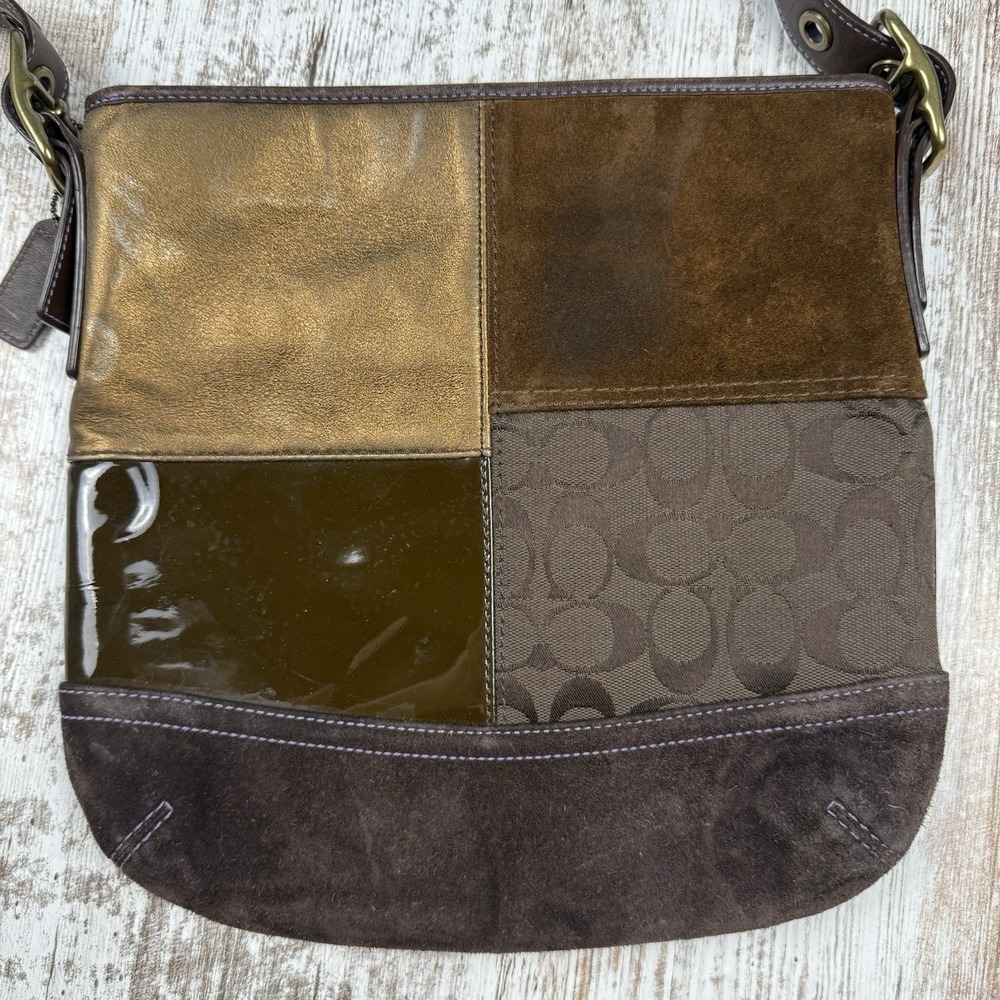 Coach Leather Suede Patchwork Brown Duffel Crossb… - image 5